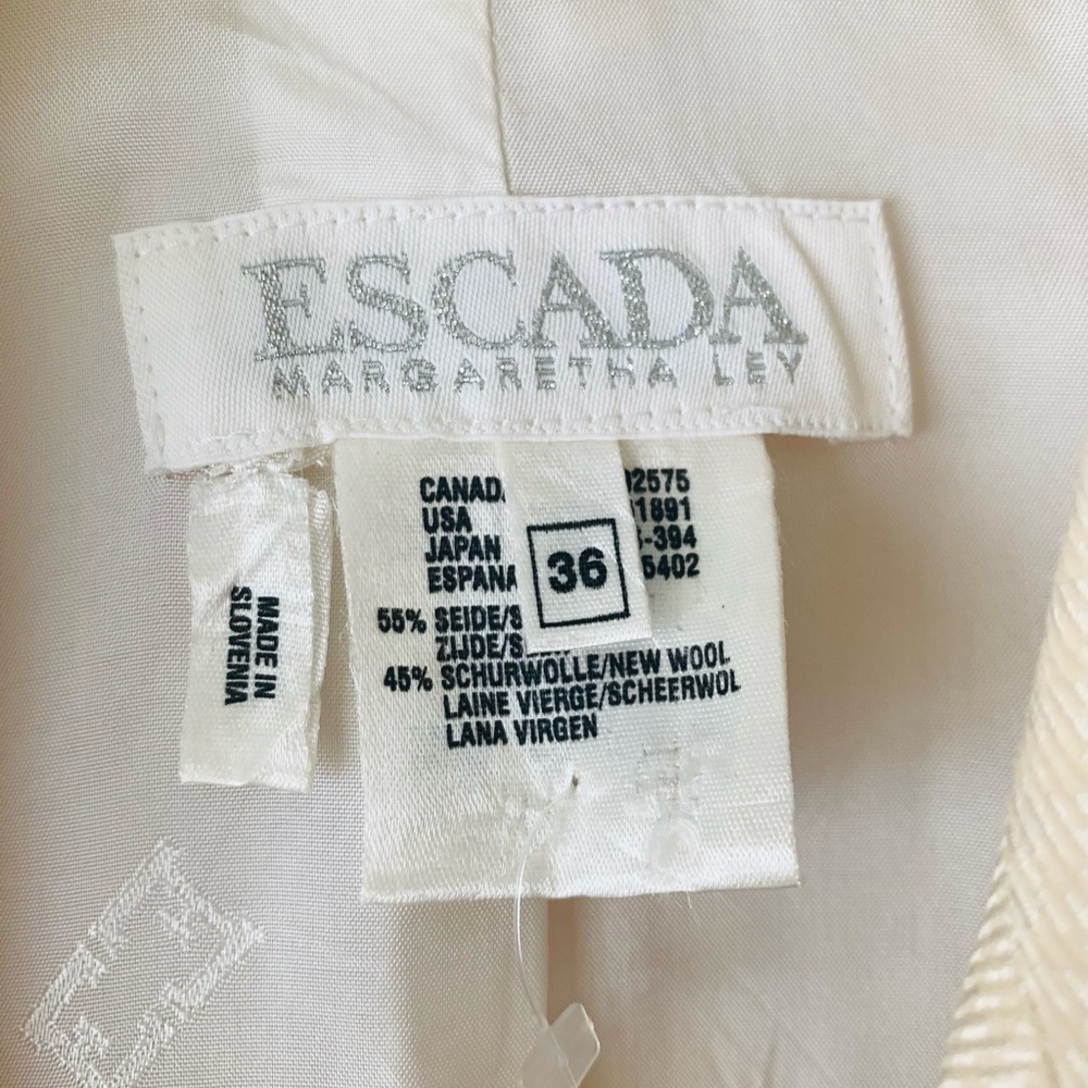 Escada Silk Blend Single Breasted Blazer Women Sz EU 36 US S Cream Old Money - Picture 10 of 13